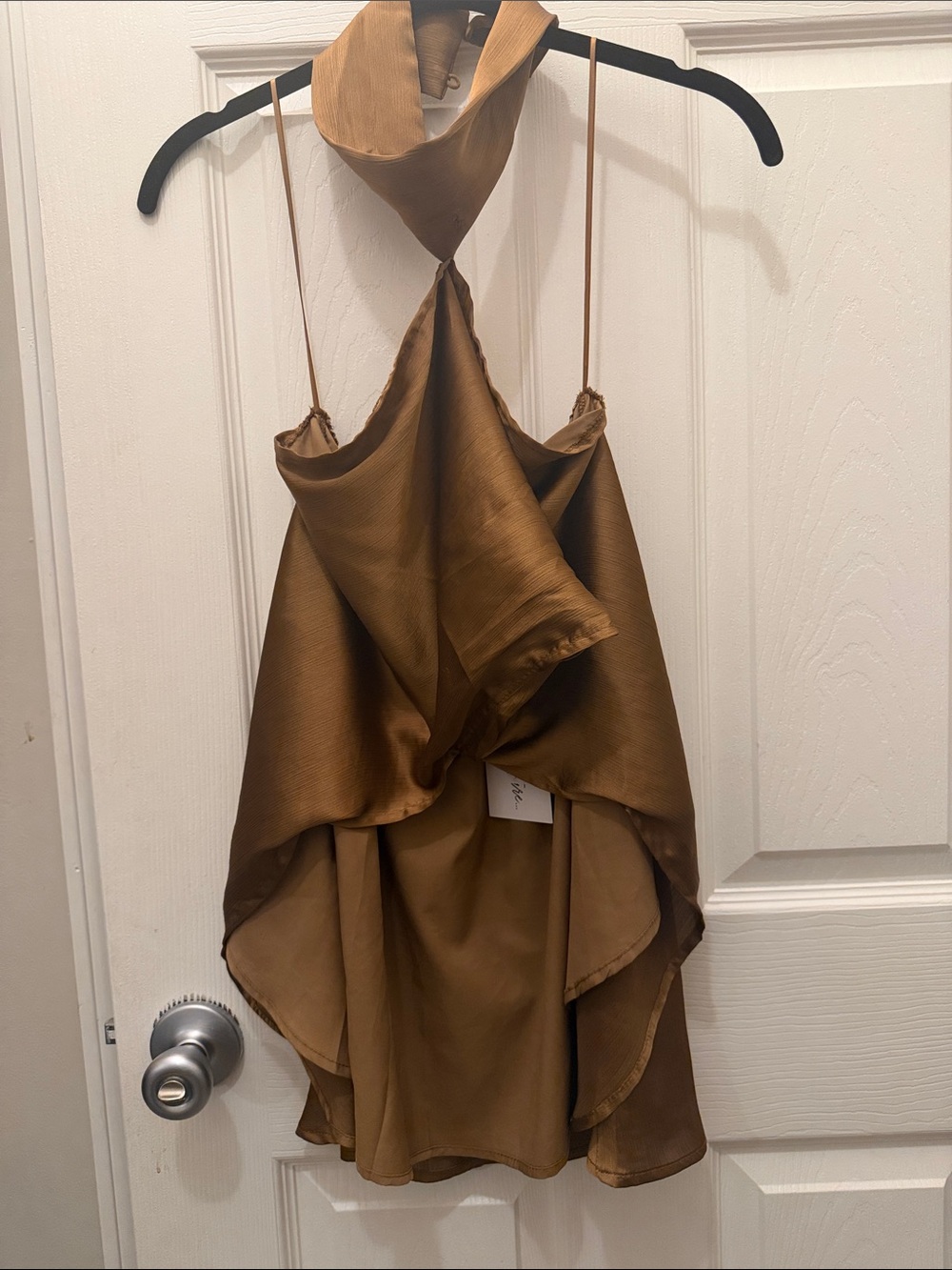 12th tribe brown satin halter top - never worn